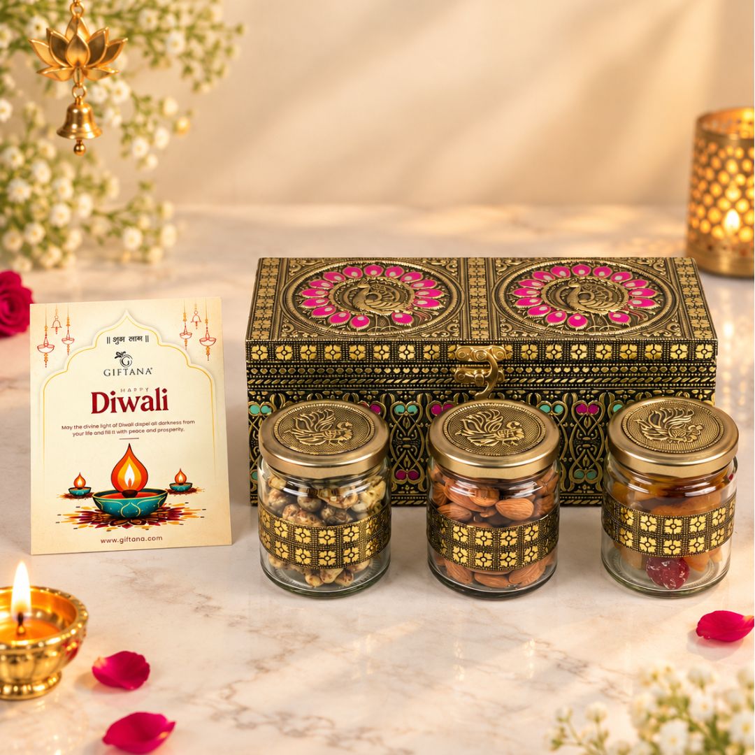 Peacock Jar 3 – Corporate Diwali Dry Fruit Gift Box